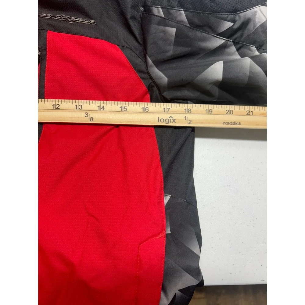 ZeroXposur Boys Red Black Geometric Hooded Ski Jacket Size 10/12 L52028S